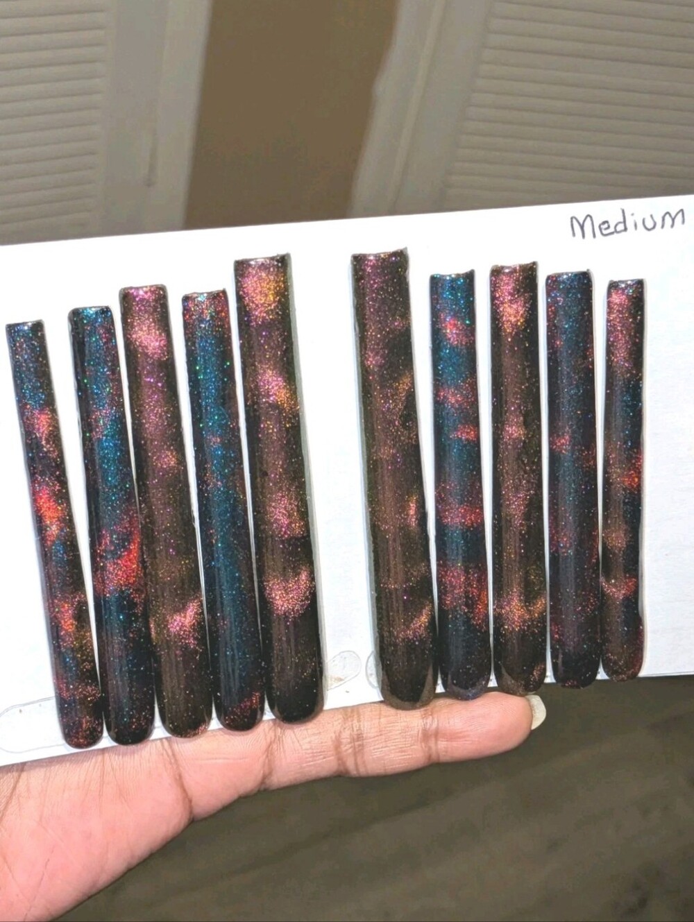 Hand crafted custom Square Cateye 10pc 6xl acrylic press on nails sz Medium - Picture 17 of 17